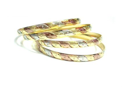 Tri Tone Plated | Diamond Cut Bangles